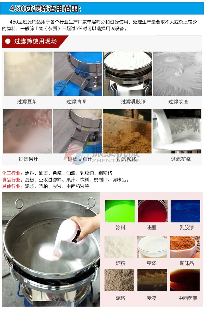 450過濾振動(dòng)篩行業(yè)應(yīng)用范圍